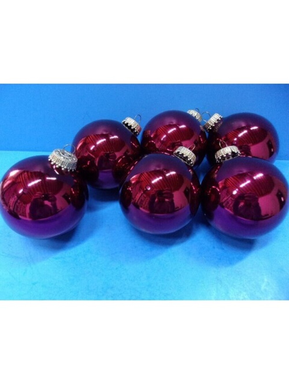 6 Vintage Christmas by Krebs Glass Ornaments Magenta Burgundy Pink Gold Crowns